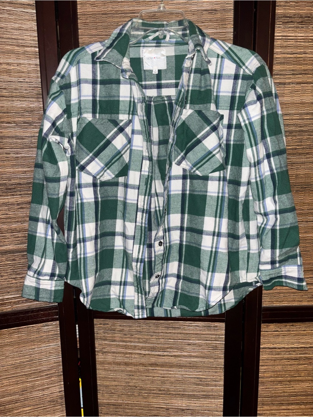Green Plaid Flannel Shirt